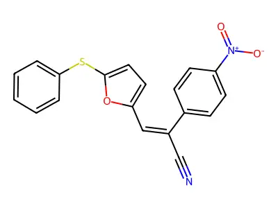 (E)-2-(4-nitrophenyl)-3-(5-phenylsulfanylfuran-2-yl)prop-2-enenitrile structure