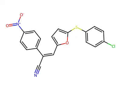 (E)-3-[5-(4-chlorophenyl)sulfanylfuran-2-yl]-2-(4-nitrophenyl)prop-2-enenitrile structure