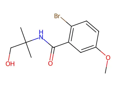 2-bromo-N-(1-hydroxy-2-methylpropan-2-yl)-5-methoxybenzamide structure