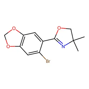2-(6-bromo-1,3-benzodioxol-5-yl)-4,4-dimethyl-5H-oxazole structure