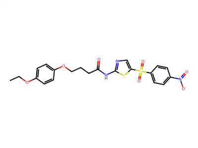 4-(4-ethoxyphenoxy)-N-[5-(4-nitrophenyl)sulfonyl-1,3-thiazol-2-yl]butanamide structure