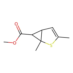 Methyl 1,3-dimethyl-2-thiabicyclo[3.1.0]hex-3-ene-6-carboxylate structure