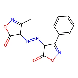 5(4H)-Isoxazolone, 4-[(4,5-dihydro-3-methyl-5-oxo-4-isoxazolyl)azo]-3-phenyl- structure
