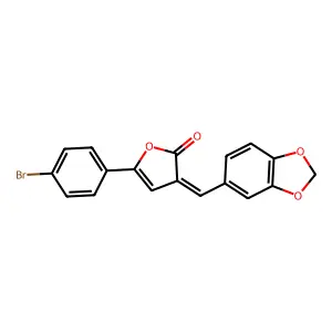 (3Z)-3-(1,3-benzodioxol-5-ylmethylidene)-5-(4-bromophenyl)furan-2-one structure