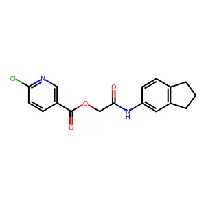 [2-(2,3-dihydro-1H-inden-5-ylamino)-2-oxoethyl] 6-chloropyridine-3-carboxylate structure