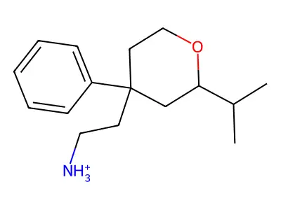 2-(4-Phenyl-2-propan-2-yloxan-4-yl)ethylazanium structure