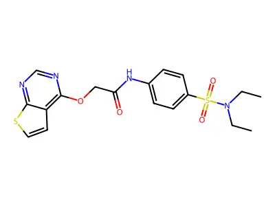 N-[4-(Diethylsulfamoyl)phenyl]-2-[(thieno[2,3-d]pyrimidin-4-yl)oxy]acetamide structure