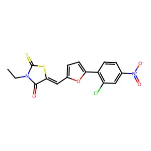 5-{[5-(2-chloro-4-nitrophenyl)-2-furyl]methylene}-3-ethyl-2-thioxo-1,3-thiazolidin-4-one structure