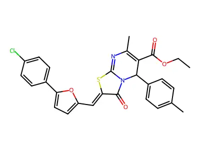 ethyl (2Z)-2-[[5-(4-chlorophenyl)furan-2-yl]methylidene]-7-methyl-5-(4-methylphenyl)-3-oxo-5H-[1,3]thiazolo[3,2-a]pyrimidine-6-carboxylate structure