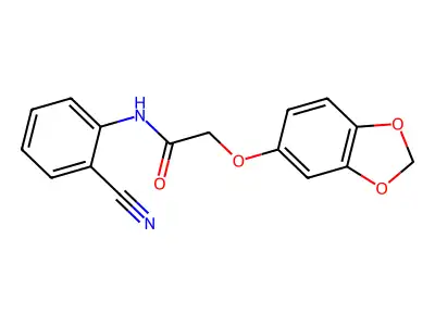 2-(1,3-benzodioxol-5-yloxy)-N-(2-cyanophenyl)acetamide structure