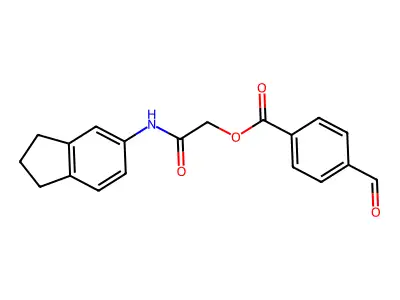 [2-(2,3-dihydro-1H-inden-5-ylamino)-2-oxoethyl] 4-formylbenzoate structure