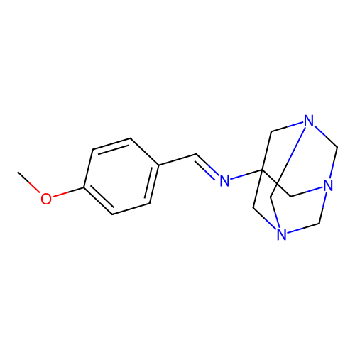 (1s,3s,5s,E)-N-(4-methoxybenzylidene)-1,3,5-triazaadamantan-7-amine structure