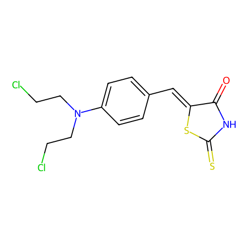 5-[4-[Bis(2-chloroethyl)amino]benzylidene]-2-thioxo-thiazolidin-4-one structure