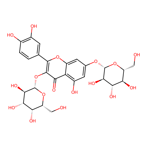 Quercetin-3-O-galactoside-7-O-glucoside structure