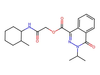 [2-[(2-methylcyclohexyl)amino]-2-oxoethyl] 4-oxo-3-propan-2-ylphthalazine-1-carboxylate structure