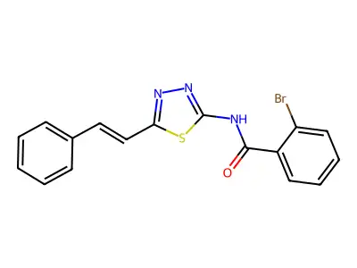 2-bromo-N-[5-[(E)-2-phenylethenyl]-1,3,4-thiadiazol-2-yl]benzamide structure