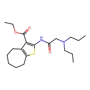 ethyl 2-[(N,N-dipropylglycyl)amino]-5,6,7,8-tetrahydro-4H-cyclohepta[b]thiophene-3-carboxylate structure