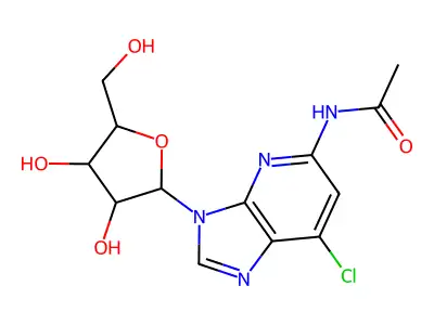 N-[7-chloro-3-[3,4-dihydroxy-5-(hydroxymethyl)oxolan-2-yl]imidazo[4,5-b]pyridin-5-yl]acetamide structure
