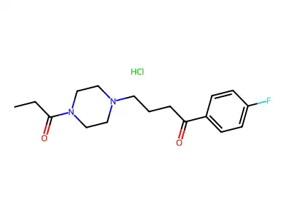 Piperazine, 1-(4-(4-fluorophenyl)-4-oxobutyl)-4-(1-oxopropyl)-, monohydrochloride structure