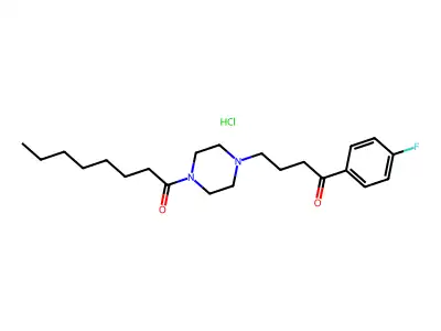 Piperazine, 1-(4-(4-fluorophenyl)-4-oxobutyl)-4-(1-oxooctyl)-, monohydrochloride structure