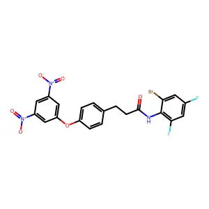 N-(2-bromo-4,6-difluorophenyl)-3-[4-(3,5-dinitrophenoxy)phenyl]propanamide structure