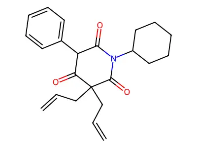 Glutarimide, N-cyclohexyl-2,2-diallyl-3-oxo-4-phenyl- structure