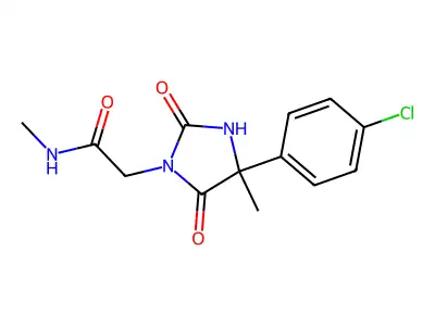 2-[4-(4-chlorophenyl)-4-methyl-2,5-dioxoimidazolidin-1-yl]-N-methylacetamide structure