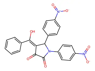 4-[Hydroxy(phenyl)methylidene]-1,5-bis(4-nitrophenyl)pyrrolidine-2,3-dione structure