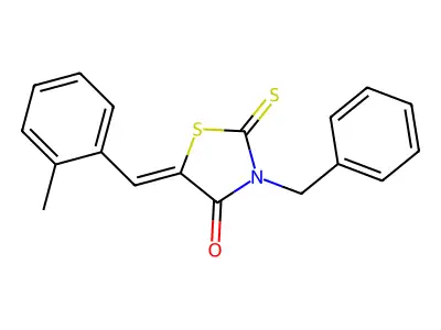 (5Z)-3-benzyl-5-[(2-methylphenyl)methylidene]-2-sulfanylidene-thiazolidin-4-one structure