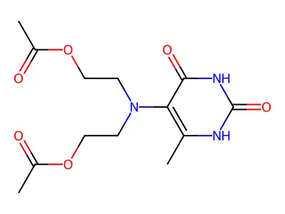 2-[2-acetyloxyethyl-(6-methyl-2,4-dioxo-1H-pyrimidin-5-yl)amino]ethyl acetate structure
