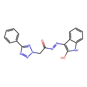 N'-[(3E)-2-oxo-1,2-dihydro-3H-indol-3-ylidene]-2-(5-phenyl-2H-tetrazol-2-yl)acetohydrazide structure