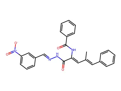 N-[(2Z,4E)-4-methyl-1-[(2E)-2-[(3-nitrophenyl)methylidene]hydrazinyl]-1-oxo-5-phenylpenta-2,4-dien-2-yl]benzamide structure