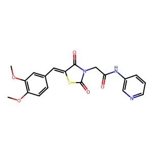 2-[(5Z)-5-(3,4-dimethoxybenzylidene)-2,4-dioxo-1,3-thiazolidin-3-yl]-N-pyridin-3-ylacetamide structure