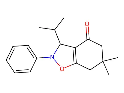 6,6-dimethyl-2-phenyl-3-propan-2-yl-5,7-dihydro-3H-1,2-benzoxazol-4-one structure