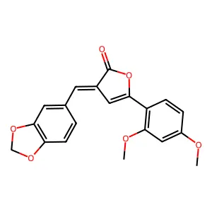 3-(1,3-benzodioxol-5-ylmethylene)-5-(2,4-dimethoxyphenyl)-2(3H)-furanone structure