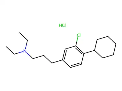 Benzenepropanamine, 3-chloro-4-cyclohexyl-N,N-diethyl-, hydrochloride structure