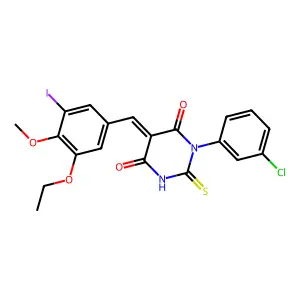 1-(3-chlorophenyl)-5-(3-ethoxy-5-iodo-4-methoxybenzylidene)-2-thioxodihydro-4,6(1H,5H)-pyrimidinedione structure