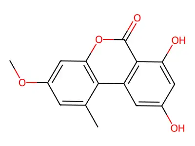 1-Methyl-3-methoxy-7,9-dihydroxy-6H-dibenzo[b,d]pyran-6-one structure