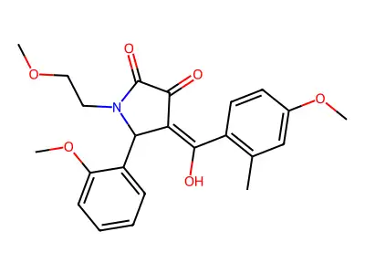4-[hydroxy-(4-methoxy-2-methylphenyl)methylidene]-1-(2-methoxyethyl)-5-(2-methoxyphenyl)pyrrolidine-2,3-dione structure