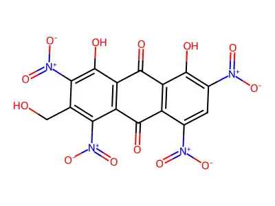 4,5-Dihydroxy-2-hydroxymethyl-1,3,6,8-tetranitroanthraquinone structure