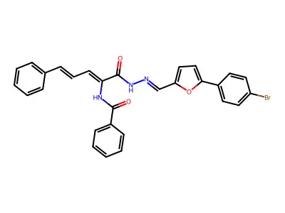N-[1-[2-[[5-(4-bromophenyl)furan-2-yl]methylidene]hydrazinyl]-1-oxo-5-phenylpenta-2,4-dien-2-yl]benzamide structure
