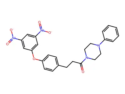3-[4-(3,5-Dinitrophenoxy)phenyl]-1-(4-phenylpiperazin-1-yl)propan-1-one structure