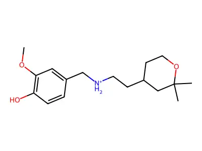 2-(2,2-Dimethyloxan-4-yl)ethyl-[(4-hydroxy-3-methoxyphenyl)methyl]azanium structure