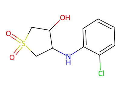Thiophene-3-ol, 4-[(2-chlorophenyl)amino]tetrahydro-, 1,1-dioxide structure