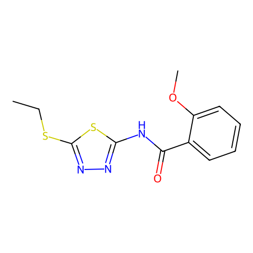 N-[5-(ethylsulfanyl)-1,3,4-thiadiazol-2-yl]-2-methoxybenzamide structure
