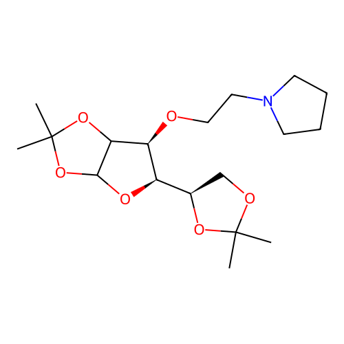 Glucofuranose, 1:2,5:6-di-O-isopropylidene-3-O-(2-(pyrrolidinyl)ethyl)-, alpha-D- structure