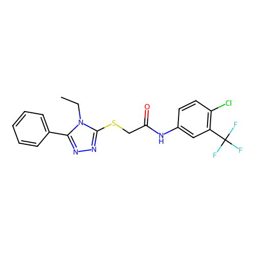 N-[4-chloro-3-(trifluoromethyl)phenyl]-2-[(4-ethyl-5-phenyl-1,2,4-triazol-3-yl)sulfanyl]acetamide structure