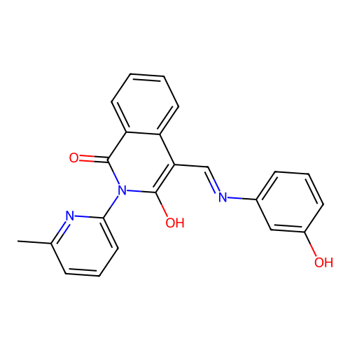 (4E)-4-[(3-hydroxyanilino)methylidene]-2-(6-methylpyridin-2-yl)isoquinoline-1,3-dione structure