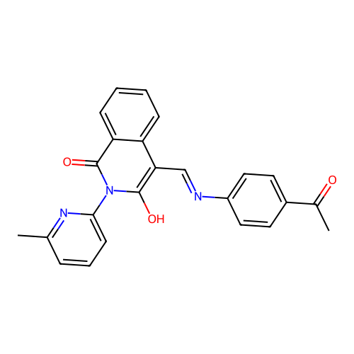 (E)-4-(((4-acetylphenyl)amino)methylene)-2-(6-methylpyridin-2-yl)isoquinoline-1,3(2H,4H)-dione structure