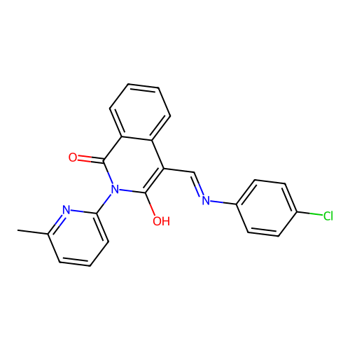 (4E)-4-[(4-chloroanilino)methylidene]-2-(6-methylpyridin-2-yl)isoquinoline-1,3-dione structure